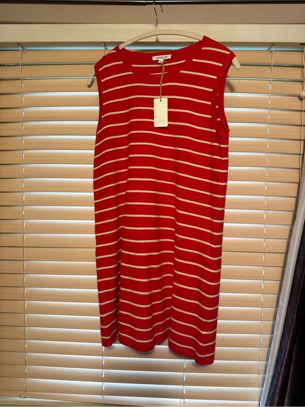 Wishlist Red and White Striped Sleeveless Knit Dress